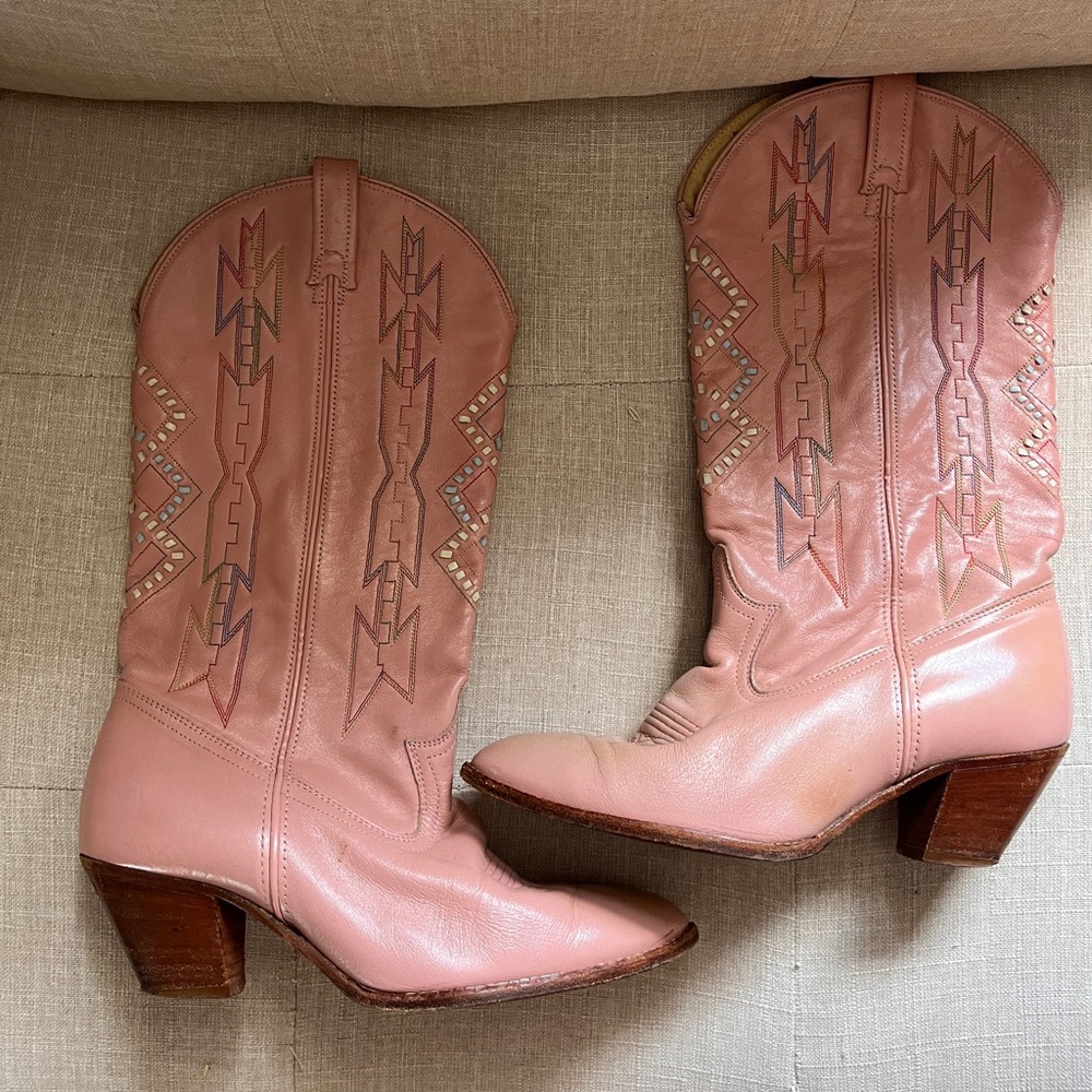 Pink leather Dan Post cowboy boots